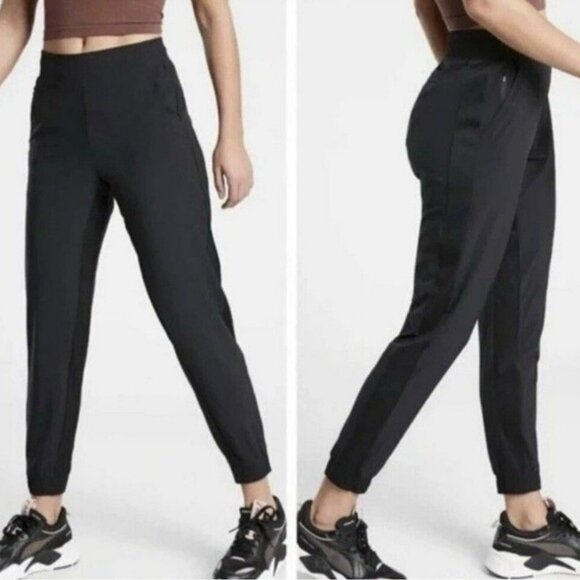 Athleta Brooklyn Wide Leg Crop Pants Womens Black With Pockets - Picture 1 of 9